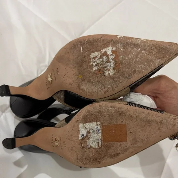 Dior Black and Tan Check Heels - Picture 5 of 11